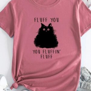 Pattern Fluffy Cat Short Sleeve